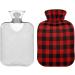 Black Red Buffalo Plaid Hot Water Bottle - Pain Relief for Neck & Shoulders 1L | Warm Feet & Bed Comfort - Buy Online on GoSupps.com