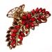 Women Retro Flower Alloy Anti-Slip Large Rhinestone Hair Clip Red