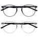 Opulize met reading glasses 2 Pack slim round frame spring hinges scratch-resistant gray transparent gray transparent black men women rr60-7c +1.00 gray black arms / clear black arms +1.00 dioptries