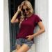 Women's Summer Business Casual Ruffle Sleeve Tunic Top - Dark Red, Large - Buy Online on GoSupps.com
