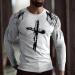 ZDDO Men's Soldier Long Sleeve Jesus Cross Print T-Shirt - Gray, X-Large - Buy Online on GoSupps.com