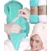 Microfiber hair towel-extra large super absorbent and quick drying for dry curly ultra-size and breathable hair repair towel for women children (pink and green)