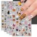 Halloween Nail Stickers 16 Sheets Self-Adhesive Nail Decal Pumpkin Ghosts Cobweb Nail Art Decoration Design Supplies