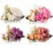 Cinaci 4 Pack Pink Flower Metal Hair Side Combs Slides with Artificial Big Rose Floral Wedding Bridal Clips Headpieces Hairpins Barrettes Bun Hair Accessories for Women Flower Girl Brides Bridesmaids