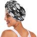 Black and White Flowers Dry Hair Cap | 2 Piece Quick Drying Towel Set with Button Headband | Super Absorbent & Soft Comfort - Buy Online on GoSupps.com