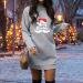 Shop Women's Fashion Christmas Long-Sleeved Hoodie Dress - Cartoon Pulli Style - Oversized Gray Sweatshirt for Autumn & Winter - Buy Online on GoSupps.com