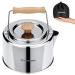 KingCamp Stainless Steel Camping Kettle 1.2L, Lightweight Portable Compact Outdoor Tea Coffee Pot Hiking Cooking Gear Hot Water kettle with Bamboo Handle for Backpacking Picnic Hiking Travel