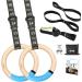 GHB Wooden Gymnastic Rings 1.25'' with Adjustable Numbered Straps for Bodyweight Fitness Training - 32mm Rings Set - Buy Online on GoSupps.com