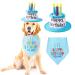 Ushang Pet Extral Large Dog Birthday Cake Hat & Birthday Bandana Scarfs Set Blue, Dog Happy Birthday Hat with Colorful Candles, Large Dog Birthday Party Supplies Decorations Birthday Hat & Bandana