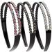 Loneedy Fashion Rhinestone Crystal Hard Non-Slip Prongs Headband for Women 3 Pack