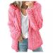 FUNEY Womens Warm Winter Sherpa Fuzzy Fleece Hooded Sweatshirts Casual Loose Zipper Cardigan Jackets Tunic Tops Pink