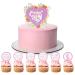 CHEERYMAGIC Mothers Day Cupcake Toppers 13PCS Best Mom Ever Cake Topper Pink I Love Mum Cake Decorations for Women Birthday Happy Mother's Day Theme Party Supplies A4FSCP