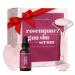 Rose quartz Roller & Gua Sha Stein with vitamin C serum - rose quartz gift set for facial massage - massage roller against dark circles & folds - gift set - Face massager men & women