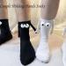 Hand in Hand Couple Socks | Magnetic 3D Doll Design | 2 Pairs White Mid-Tube Socks - Buy Online on GoSupps.com