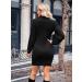 Women's Long Sleeve Dress Half High Collar Cutout Slim Fit Wrap Hip Solid Color Bodycon Short Dresses M Black - Buy Online on GoSupps.com