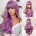AISI QUEENS Purple Wigs for Women Long Purple Wig with Bangs purple wigs Purple Wavy Wigs Purple Synthetic Heat Resistant Wigs for Halloween Cosplay Daily Party Wig(26 inch)