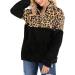 Bigfanshu Womens Sweaters Casual Winter Warm Long Sleeve Stitching Leopard Plush Blouse Top Black - Buy Online on GoSupps.com