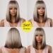 Allbell Brown Blonde Ombre Bob Wig for Women with Bangs | Cosplay Synthetic Wig with Dark Roots and Gray Highlights - Buy Online on GoSupps.com