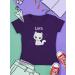 Personalized Cat T-Shirt for Girls - Cute Custom Gift by Shirtracer - Purple Cat Motif 11 - Buy Online on GoSupps.com