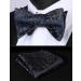 HISDERN Men's Wide Suspenders Set - Adjustable Elastic Bow Tie & Pocket Square | Stylish Blue Designs | International Shipping - Buy Online on GoSupps.com