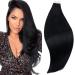 RUNATURE Tape in Human Hair Extensions Black Remy Tape in Hair Extensions Human Hair Black Tape in Extensions Real Hair 16 Inch 50 Gram 16 Inch 1-Tape #1