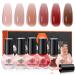 Modelones Nail Polish Set-6 Colors Jelly Nude Brown Red Pink Nail Polish Quick Dry Nail Polish Finger Nail Polish Bulk Manicure Diy Nail Art Salon Home