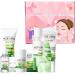 Aloe Vera Skin Care for Teenage Girls - 9PCS Skin Care Sets & Kits - Gift Sets for Teenage Girls with Cleanser-Toner-Exfoliator-Serum-Face Cream-Eye Cream-Hand Cream-Clay Mask Stick-Lip Balm Skincare 9PCS ALOE VERA