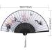 Folding Bamboo Handheld Fans Set - 4 Pieces with Tassel | Wall Decoration & Gift | Black Gray Gradient Pink Plum Blossom - Buy Online on GoSupps.com