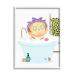 Stupell Industries Children's Tiger Bubble Bath Cute Safari Animal Bathroom White Framed Wall Art  16 x 20