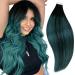 Runature invisible tape extensions real hair ombre black teal hair extensions real hair tape 55cm long tape in extensions real hair 50g 20 pieces color #1b/teal 55cm TP #1b/teal