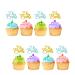 Oh Baby Cupcake Toppers for Baby Shower Welcome Baby Cupcake Toppers Blue & Gold Glitter Cake Decorations for Gender Reveal/1st Birthday Party Supplies - 24pcs blue&gold