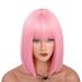 Meiriyfa pink short bob wig with pony for women briefly smooth medium -length synthetic full wig for daily use party cosplay 30cm rose