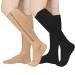 Evolyline 2 Pairs Zipper Compression Socks for Women Men Medical 15-20 mmHg Closed Toe Flight Socks Graduated Support Socks Perfect for Varicose Veins Hosiery Running Flying Pregnancy Travel Black+Beige XXL