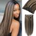 Asteria Hair Clip in Extensions Human Hair Full Head Ombre Natural Black Fading to Honey Blonde Real Hair Extensions Clip in Human Hair Highlights Straight Clip Ins For Women 7 Pcs 120g 16 Inch 16 Inch Straight P1B/27 co...