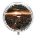 Pill Box Pill Case 3 Compartment Travel Pill Box York City Sunset Picture Printing Small Pill Box Portable Medicine Pill Case Pill Organizer for Purse & Pocket for Travel Handbag (Round)