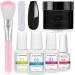 LOFUANNA DIP powder nail starter kit black dipping powder with base/top coat/Activator/Brush Saver Dip Powder system no nail lamp required French dip powder for DIY dip manicure set 014