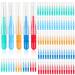 ZGTS 100 pieces of interdental brush toothpick dental floss head oral hygiene brush toothbrush for cleaners dental floss tooth cleaning tool red orange green dark blue and light blue