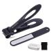 Evezr Heavy Duty 15mm Opening Wide Jaw Nail Clippers for Cutting Thick and Tough Toenails Or Fingernails  Stainless Steel Clipper and Nail File for Pedicure.  (Black)
