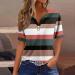 Women's Striped V-Neck Henley T-Shirt - Oversized Casual Blouse | Trendy Aesthetic Tunic in Light Pink - Buy Online on GoSupps.com