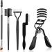 Perthlin 9 Pcs Eyelash Comb Brush Tools Set  Eyelashes Curler Folding Metal Eyelash Comb Separator Double Sided Eyebrow Brushes Lash Separator Tool for Women Makeup Supplies Grooming  Black