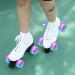 Perzcare Classic PU Leather Roller Skate Shoes - High-top Double-Row Skates for Women&Men - Indoor Outdoor Four-Wheel Shiny Skates - Beginner to Professional - Purple Flash Wheel - Size 36/UK 3 - Buy Online on GoSupps.com