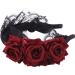 Day of The Dead Floral Headband with Long Veil Flower Crown Festival Headband (Style D) - Buy Online on GoSupps.com