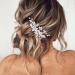Unicra Flower Bride Wedding Hair Comb Silver Pearl Hair Accessories Crystal Bridal Headpiece for Women and Bridesmaid