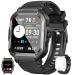 Smart Watch for Men Women Fitness Tracker:(Make/Answer Call)Bluetooth Military Smartwatch for Android iPhone Waterproof Outdoor Tactical Digital Sport Run Watches Blood Pressure Heart Rate Monitor Black