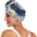 Marble Blue Gold White Abstract Hair Towel 2 Pack | Super Absorbent Quick Dry Hair Turbans for Women & Girls - Buy Online on GoSupps.com