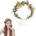 Floral Crown Headband Flower Hair Garland Headband Bridal Flower Hair Wreath Headpiece with Ribbon for Wedding Party Halloween Costume