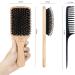 Boar Bristle Hair Brush for All Hair Types - Adds Shine, Smoothness - Paddle Hairbrush and Comb Set for Men, Women, Kids - Buy Online on GoSupps.com
