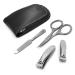 GERMANIKURE 4pc Manicure Set in Leather Case - Handmade in Solingen Germany FINOX High Carbon Stainless Steel Professional Travel Size Manicure and Pedicure Kit
