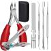 TOKINGO Nail Clippers Kits Heavy Duty Professional Toenail Clipper for Ingrown Thick Nails Birthday Gifts for Men Women Pedicure Tool Nail Cutter Manicure Set (6PCS) Red