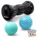 Tumaz Massage Ball & Foot Roller 3-in-1 Set with Spiky Ball, Lacrosse Ball, Massage Roller - Ergonomic Design to Relieve Plantar Fasciitis, Deep and Superficial Muscle Pain premium Set - Massage Ball & Diamon Foot Roller